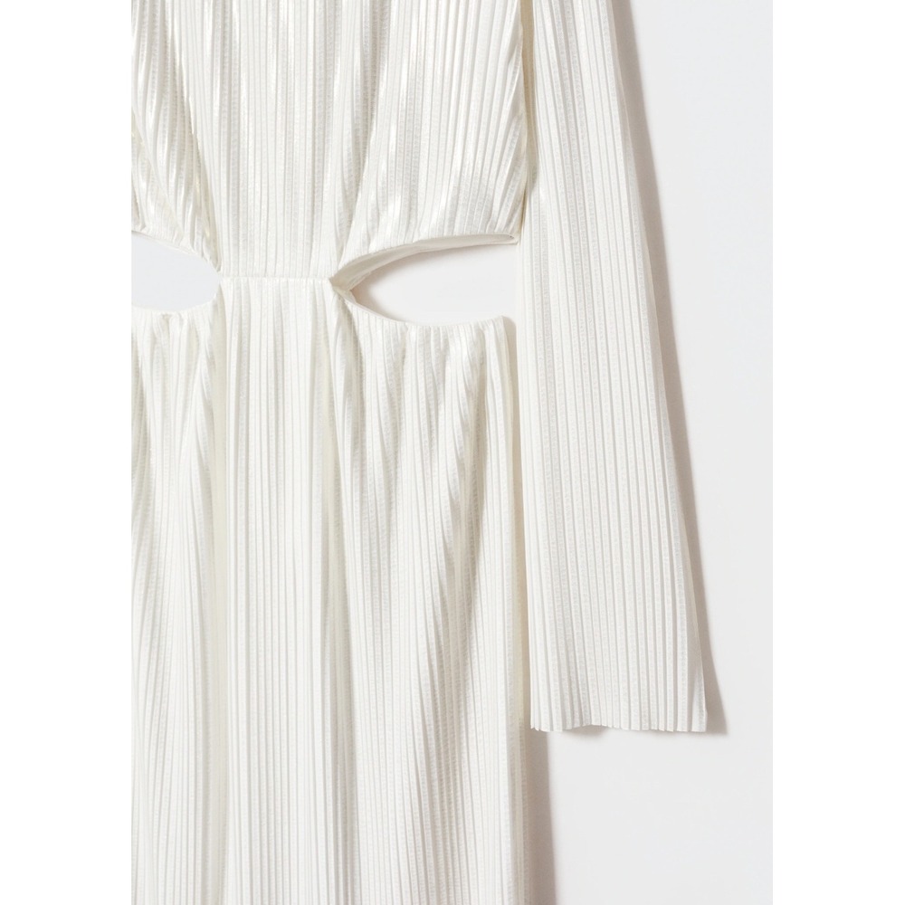 RNWY White‎ Ribbed Cutout Long Sleeve Midi Dress Size S
